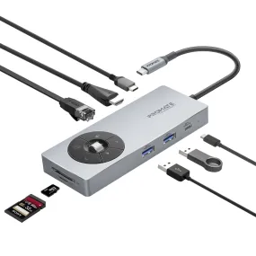 14-in-1 Highspeed Multiport USB-C Hub with 100W PD Passthrough & Multimedia Controls-