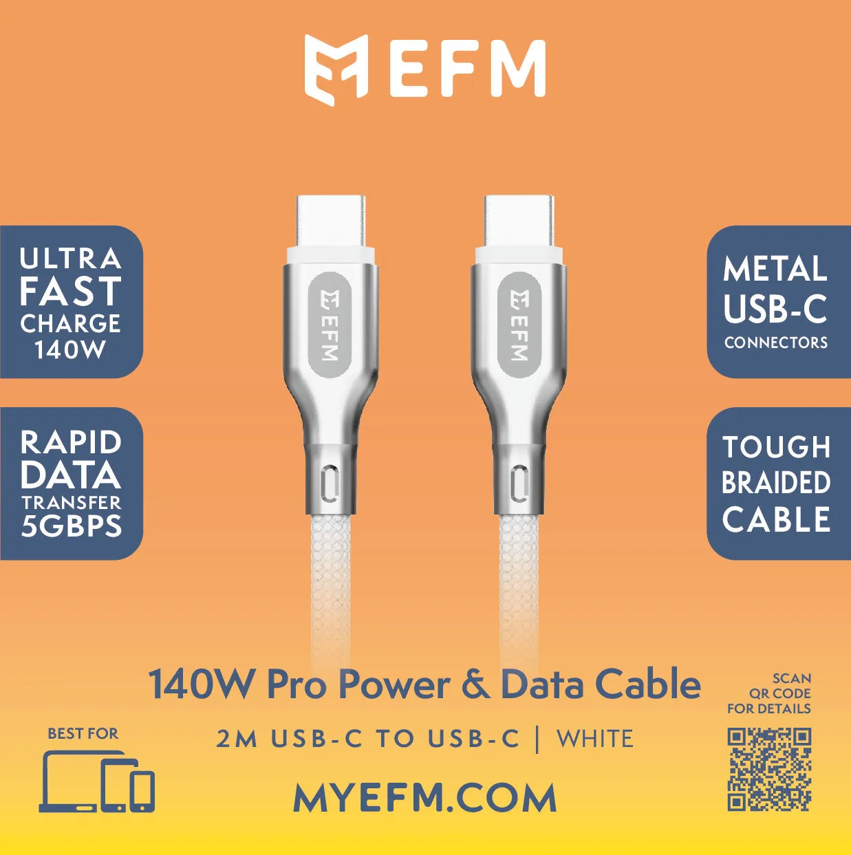 140W Pro Power and Data USB-C Cable - With 2M Braided Cable