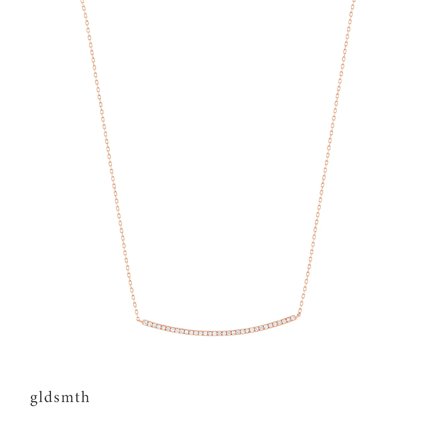 14k Rose Gold Diamond Bar Necklace