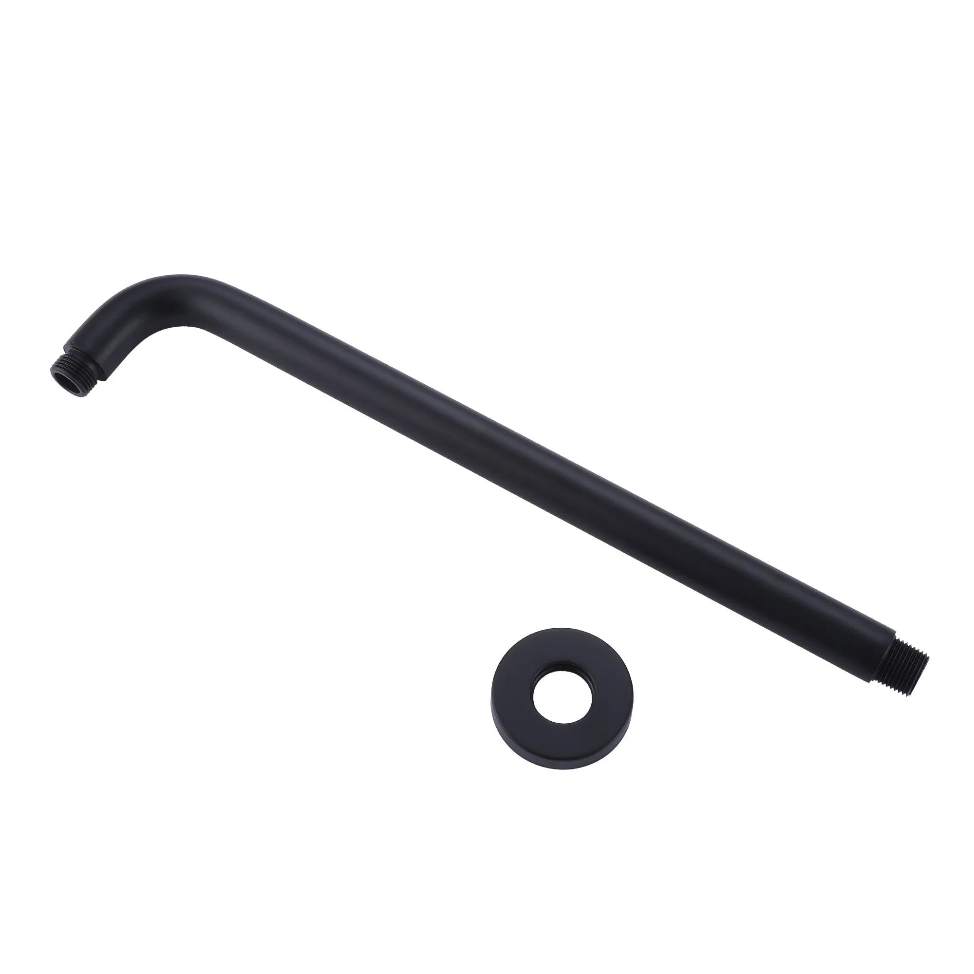 16" Shower Arm with Flange Wall Mount L-shaped Rainfall Shower Head Extension Arm