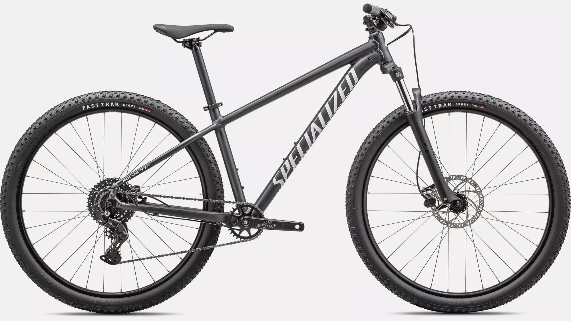 24 SPECIALIZED ROCKHOPPER SPORT - LARGE - BLACK LIQUID METAL/ WHITE