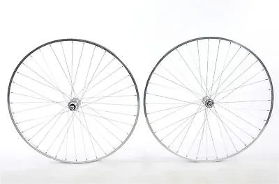 27"x 1 1-4” PAIR OF "POLISHED CHROME LOOK "ALLOY SINGLE SPEED WHEELS