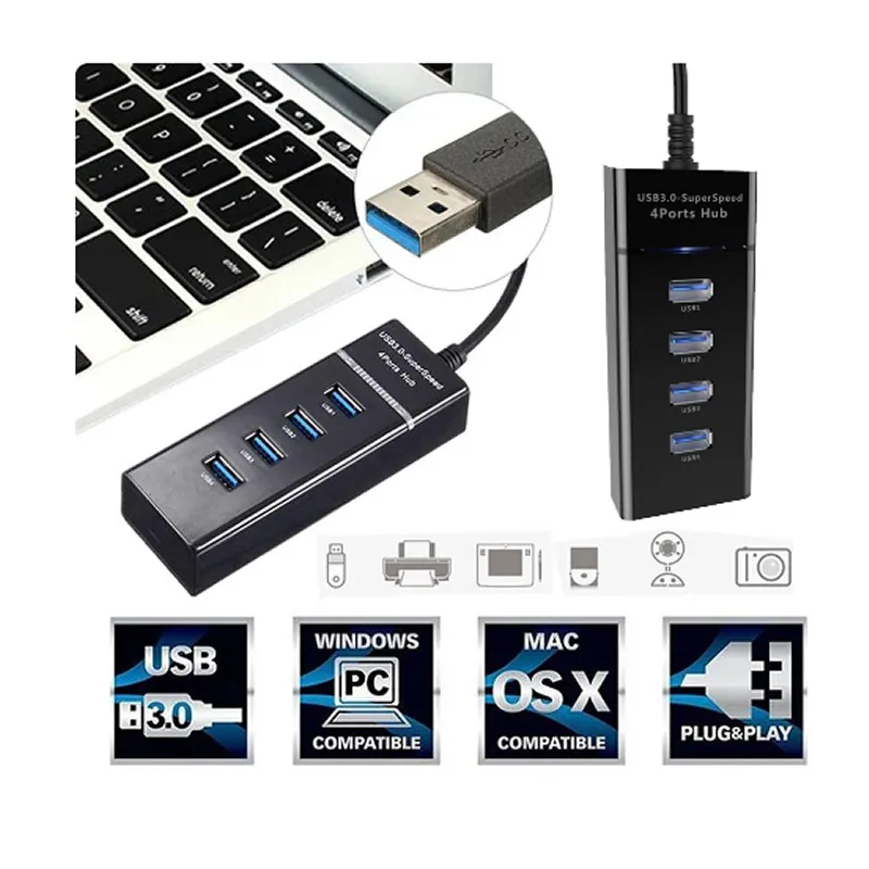 4-In-1 High-Speed Usb 3.0 Port Hub