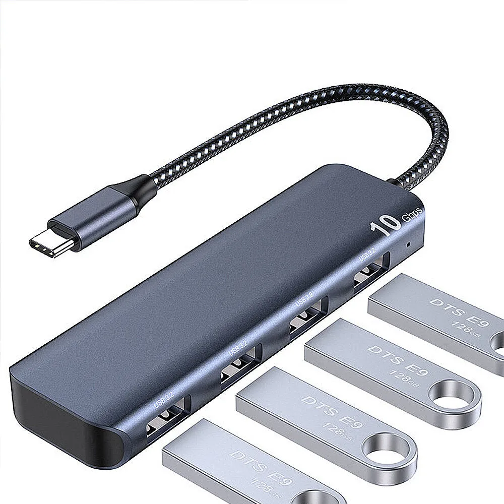 4-in-1 USB Hub Type-C Docking Station with 4 USB3.2 100Gbps Splitter Adaptor for PC Computer Laptop