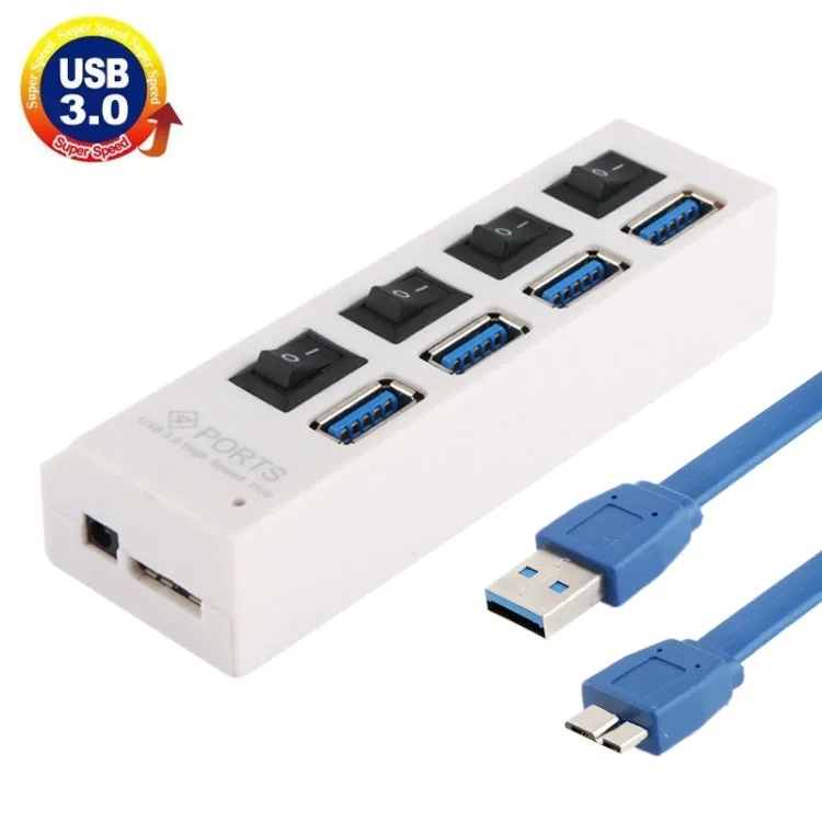 4 Ports USB 3.0 HUB, Super Speed 5Gbps, Plug and Play, Support 1TB