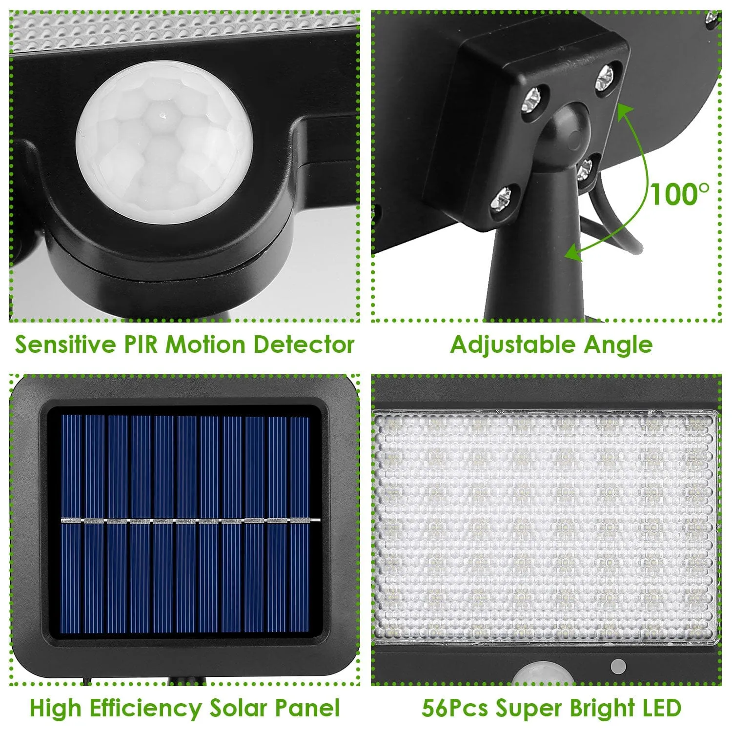 56 LEDs Outdoor Solar Security Flood Light