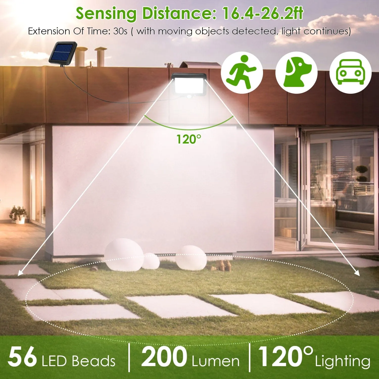56 LEDs Outdoor Solar Security Flood Light