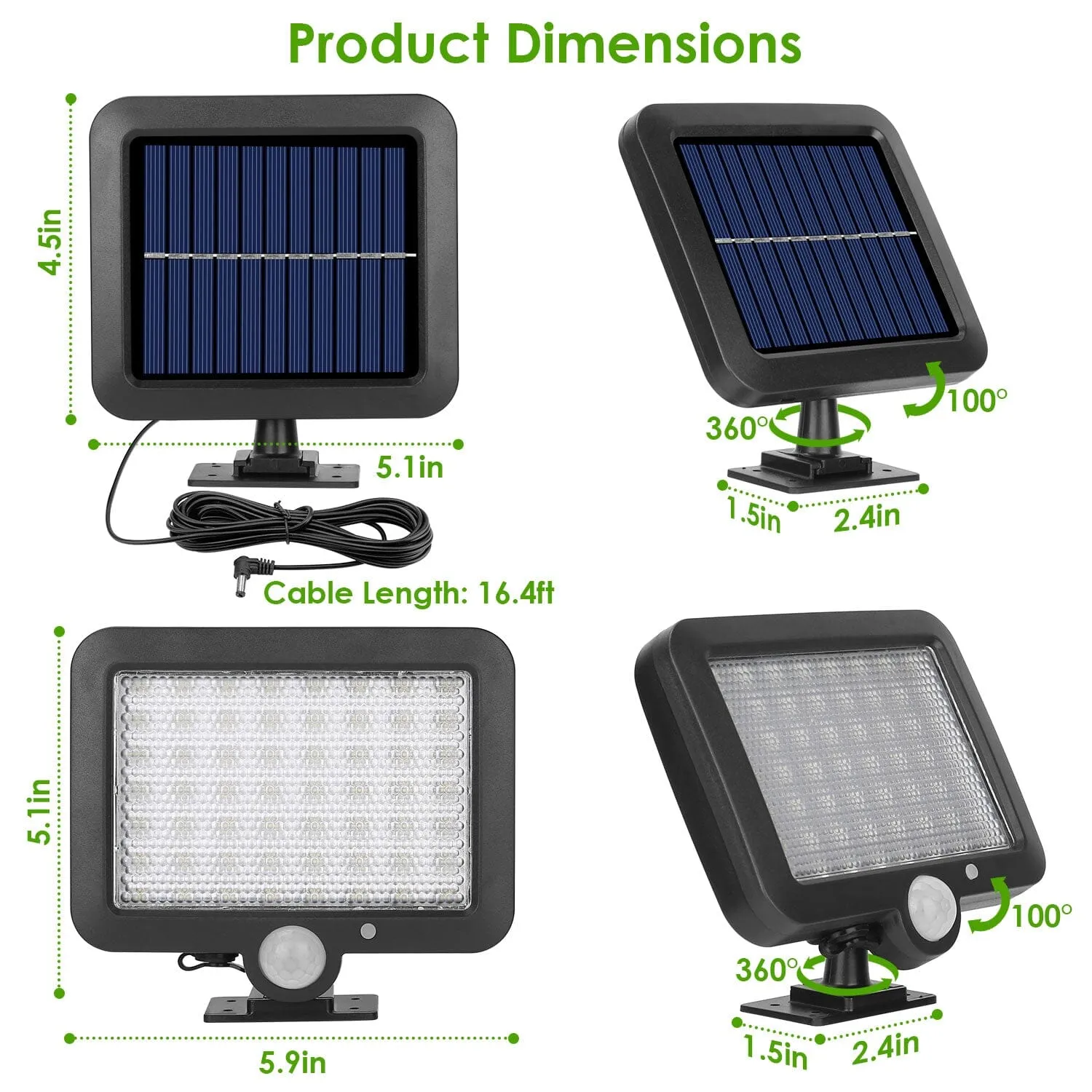 56 LEDs Outdoor Solar Security Flood Light