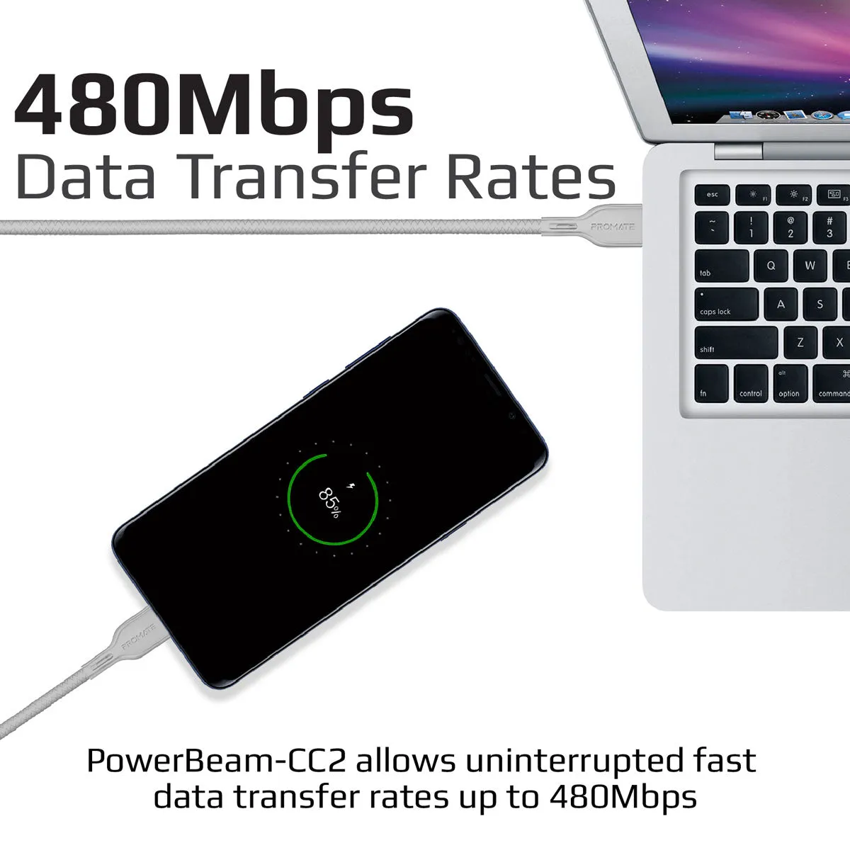 60W Power Delivery Enabled USB-C to USB-C Data Sync & Charge Cable
