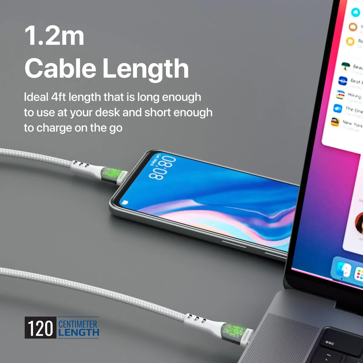 60W Power Delivery Ultra-Fast USB-C Cable with Transparent Shells