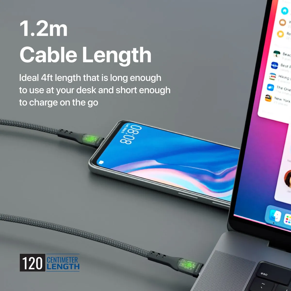 60W Power Delivery Ultra-Fast USB-C Cable with Transparent Shells