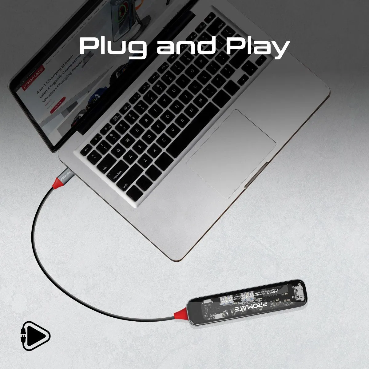 7-in 1 Transparent Multiport Slim USB-C Hub with 100W Power Delivery