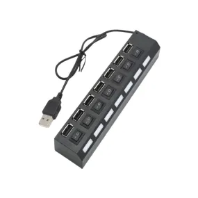 7-Port Usb 2.0 Hub High Speed Power Cable With Led Light Indicator Q-H7
