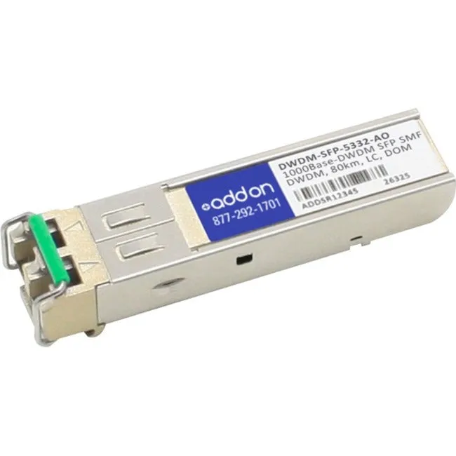 Addon Cisco Dwdm-Sfp-5332 Compatible Taa Compliant 1000Base-Dwdm 100Ghz Sfp Transceiver (Smf, 1553.33Nm, 80Km, Lc, Dom)