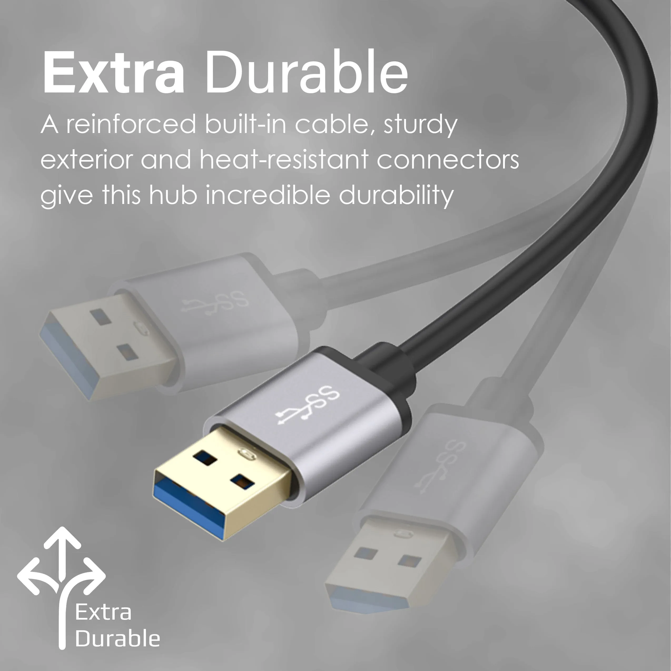 Aluminium Alloy Powered USB Hub • 7 USB 3.0 Ports • USB-C Adaptor • 5Gbps Transfer Rate • Data & Charge