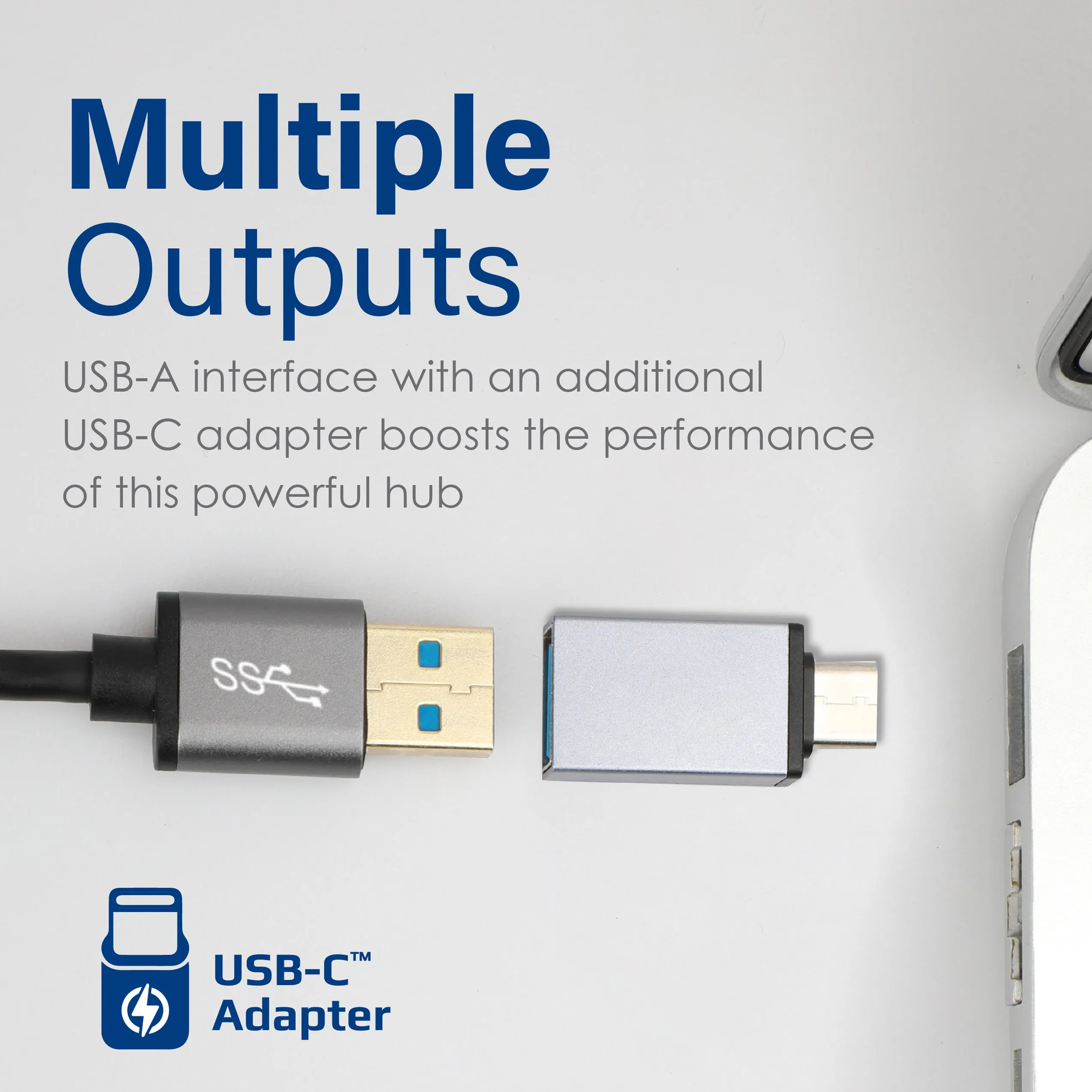 Aluminium Alloy Powered USB Hub • 7 USB 3.0 Ports • USB-C Adaptor • 5Gbps Transfer Rate • Data & Charge