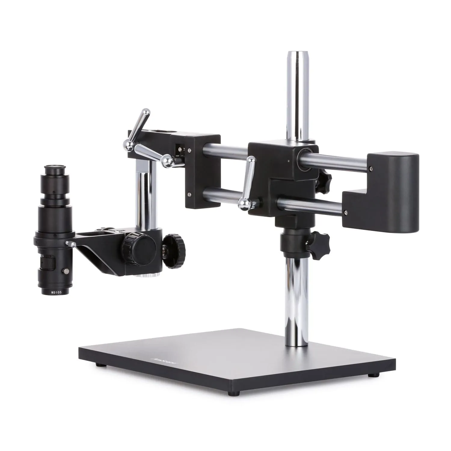 AmScope H800 Series Zoom Digital Inspection Monocular Stereo Microscope 0.7X-5X Magnification on Double-Arm Boom-Stand