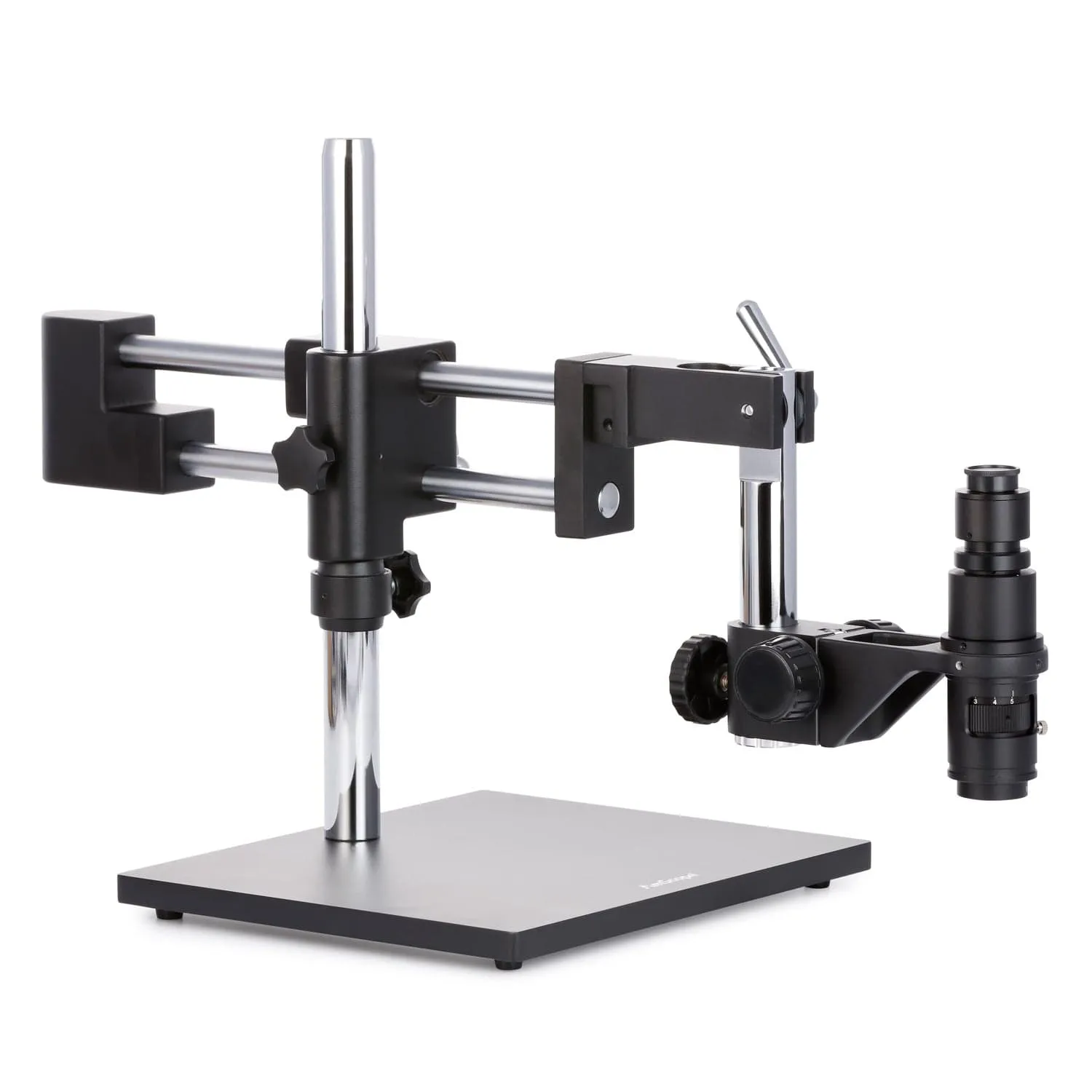 AmScope H800 Series Zoom Digital Inspection Monocular Stereo Microscope 0.7X-5X Magnification on Double-Arm Boom-Stand