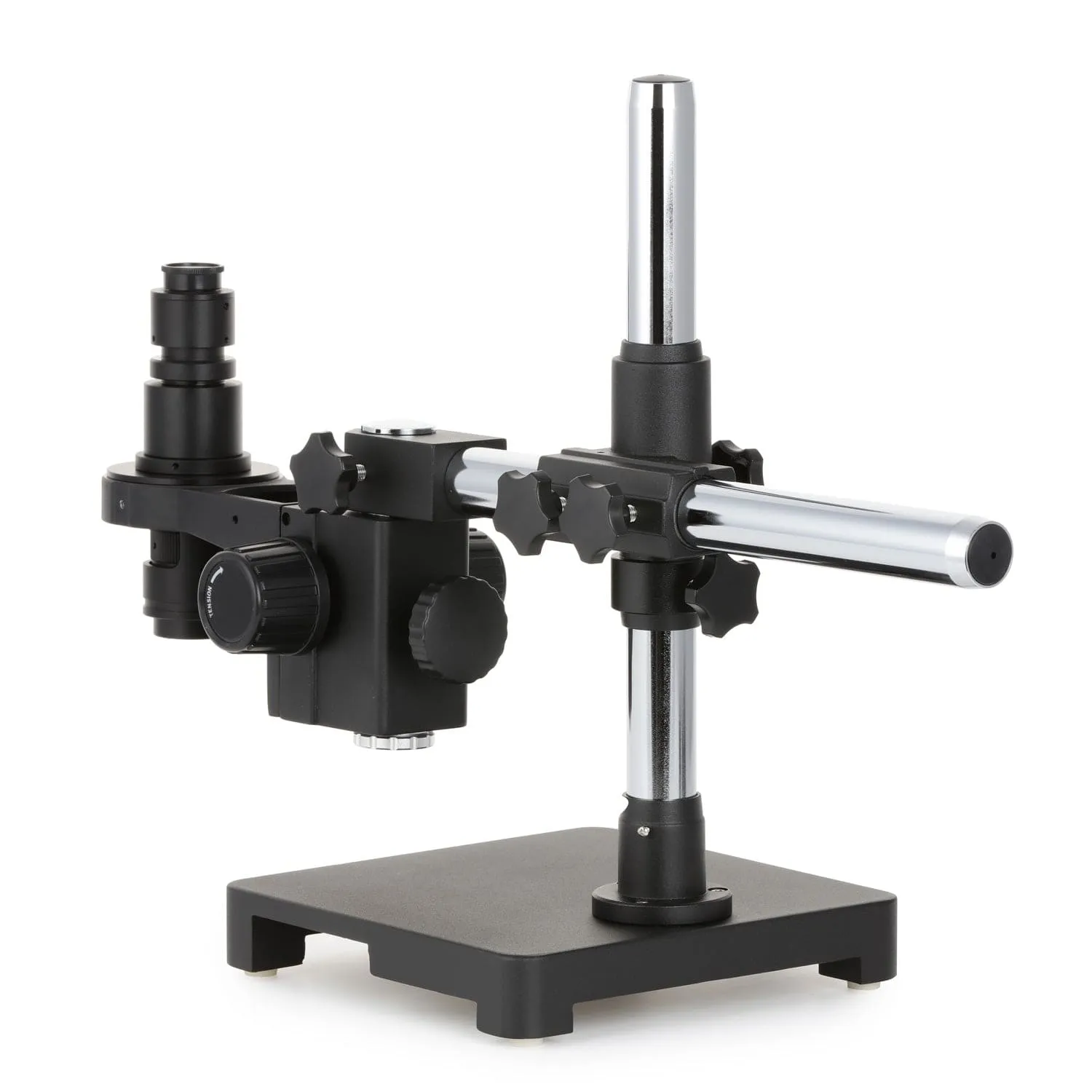 AmScope H800 Series Zoom Inspection Monocular Stereo Microscope 0.7X-5X Magnification on Single-Arm Boom-Stand