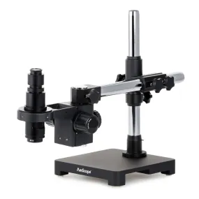 AmScope H800 Series Zoom Inspection Monocular Stereo Microscope 0.7X-5X Magnification on Single-Arm Boom-Stand