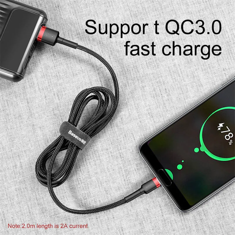 BASEUS 1M USB-C Charging Cable (3A) | Cafule Series QC3.0 Type-C Fast Charger Cable