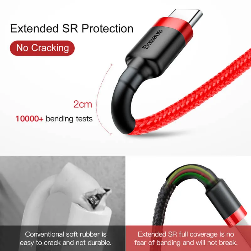 BASEUS 1M USB-C Charging Cable (3A) | Cafule Series QC3.0 Type-C Fast Charger Cable
