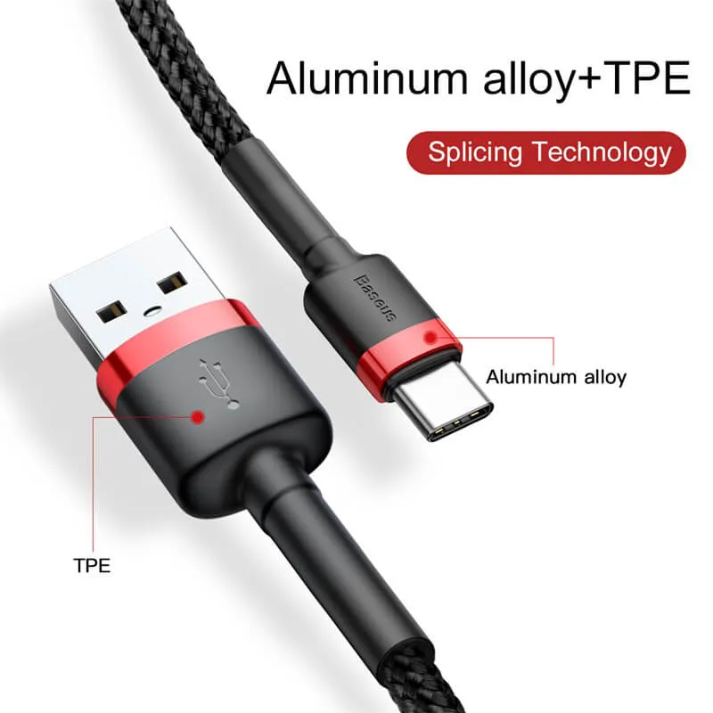 BASEUS 1M USB-C Charging Cable (3A) | Cafule Series QC3.0 Type-C Fast Charger Cable