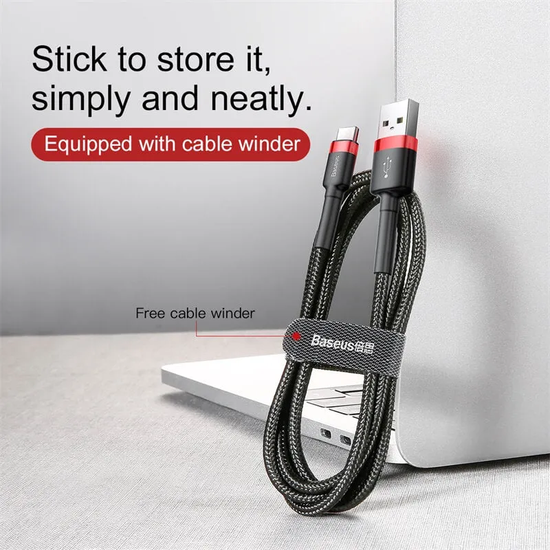 BASEUS 1M USB-C Charging Cable (3A) | Cafule Series QC3.0 Type-C Fast Charger Cable