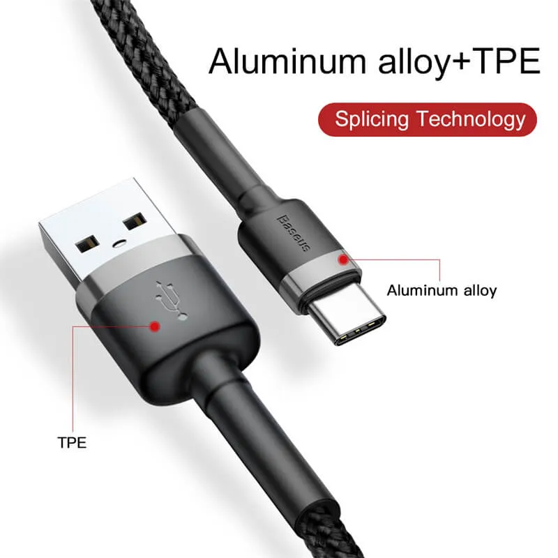 BASEUS 2M USB-C Charging Cable (2A) | Cafule Series Type-C Fast Charger Cable