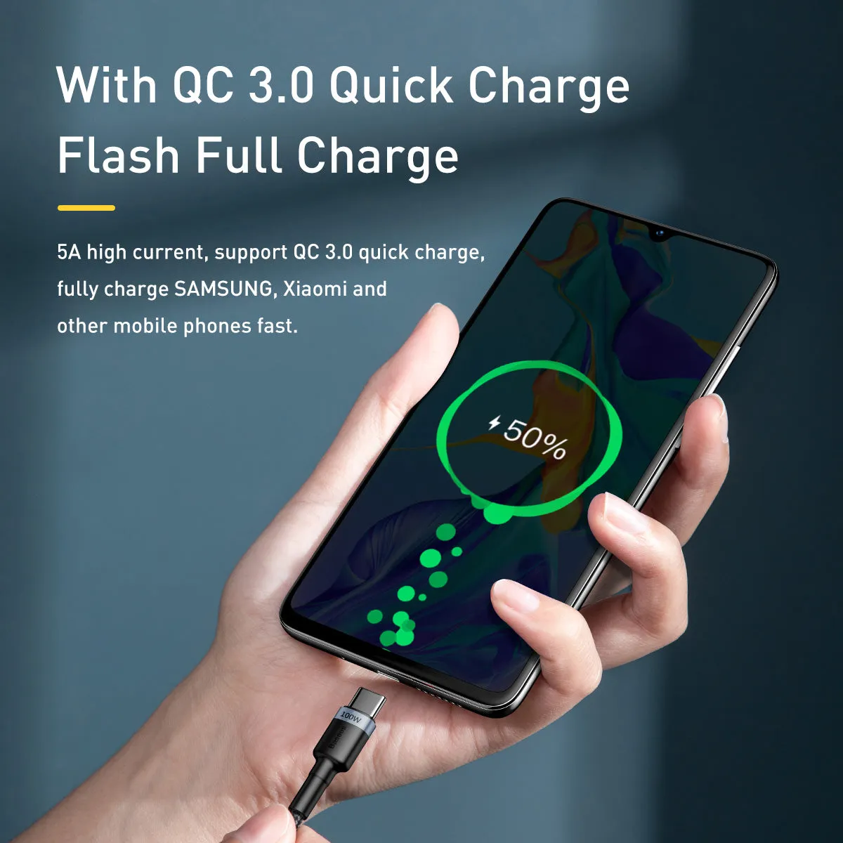 BASEUS PD 100W USB-C to USB-C Charging Cable (2M) | Cafule Series QC3.0 Type-C Fast Charger Cable