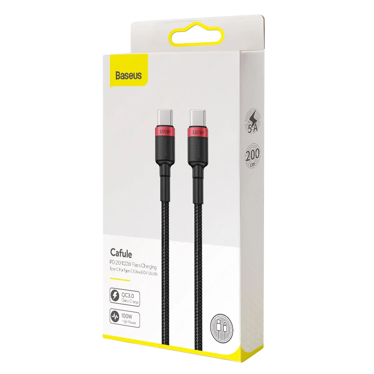 BASEUS PD 100W USB-C to USB-C Charging Cable (2M) | Cafule Series QC3.0 Type-C Fast Charger Cable