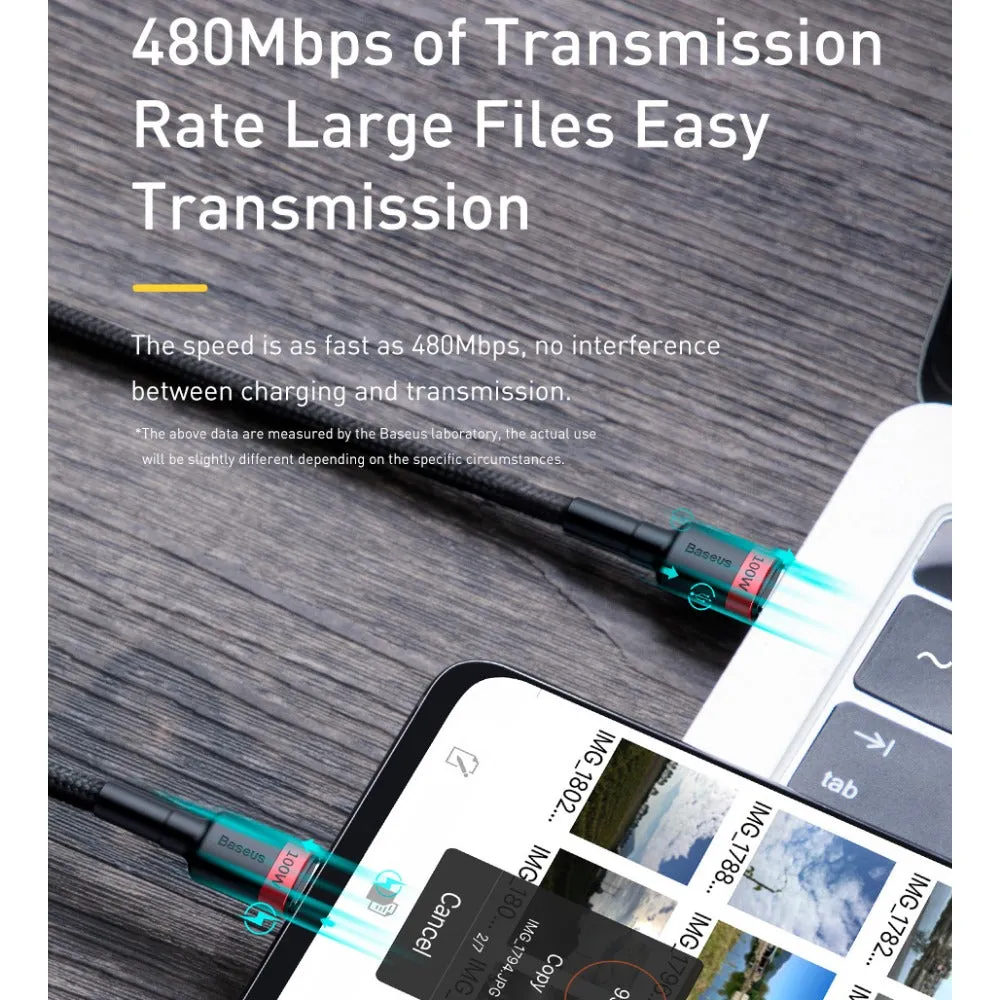 BASEUS PD 100W USB-C to USB-C Charging Cable (2M) | Cafule Series QC3.0 Type-C Fast Charger Cable