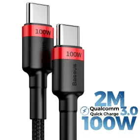 BASEUS PD 100W USB-C to USB-C Charging Cable (2M) | Cafule Series QC3.0 Type-C Fast Charger Cable
