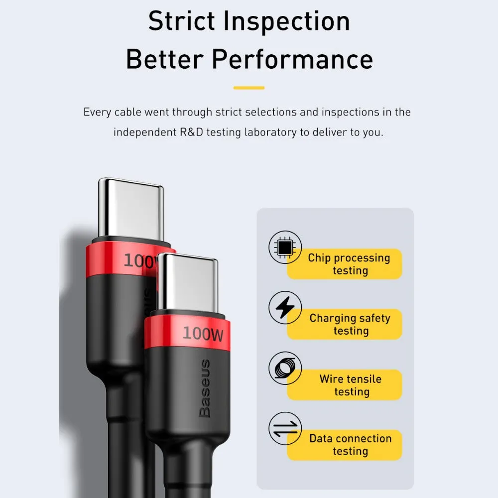 BASEUS PD 100W USB-C to USB-C Charging Cable (2M) | Cafule Series QC3.0 Type-C Fast Charger Cable