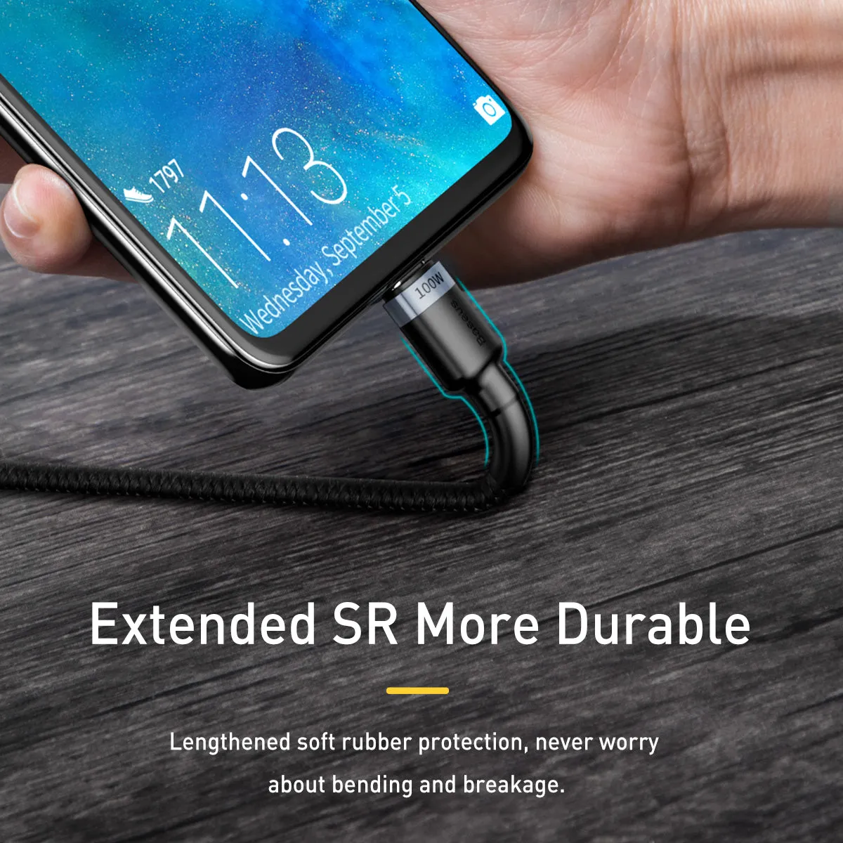 BASEUS PD 100W USB-C to USB-C Charging Cable (2M) | Cafule Series QC3.0 Type-C Fast Charger Cable