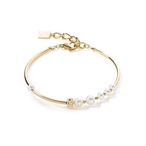 Bracelet Asymmetry Freshwater Pearls & stainless steel white-gold