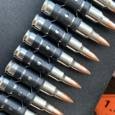 Bullet Belt: Genuine Metal Silver 5.56 Calibre with Copper Heads