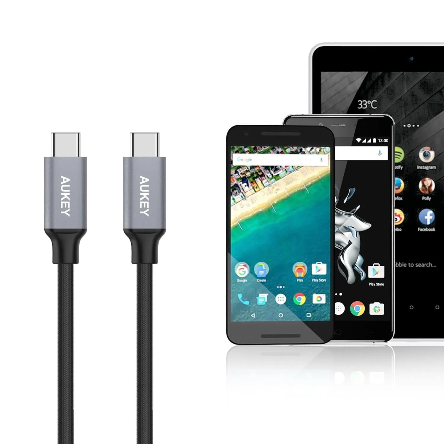 CB-CD6 2M USB C To USB C Quick Charge 3.0 Durable Braided Nylon Cable