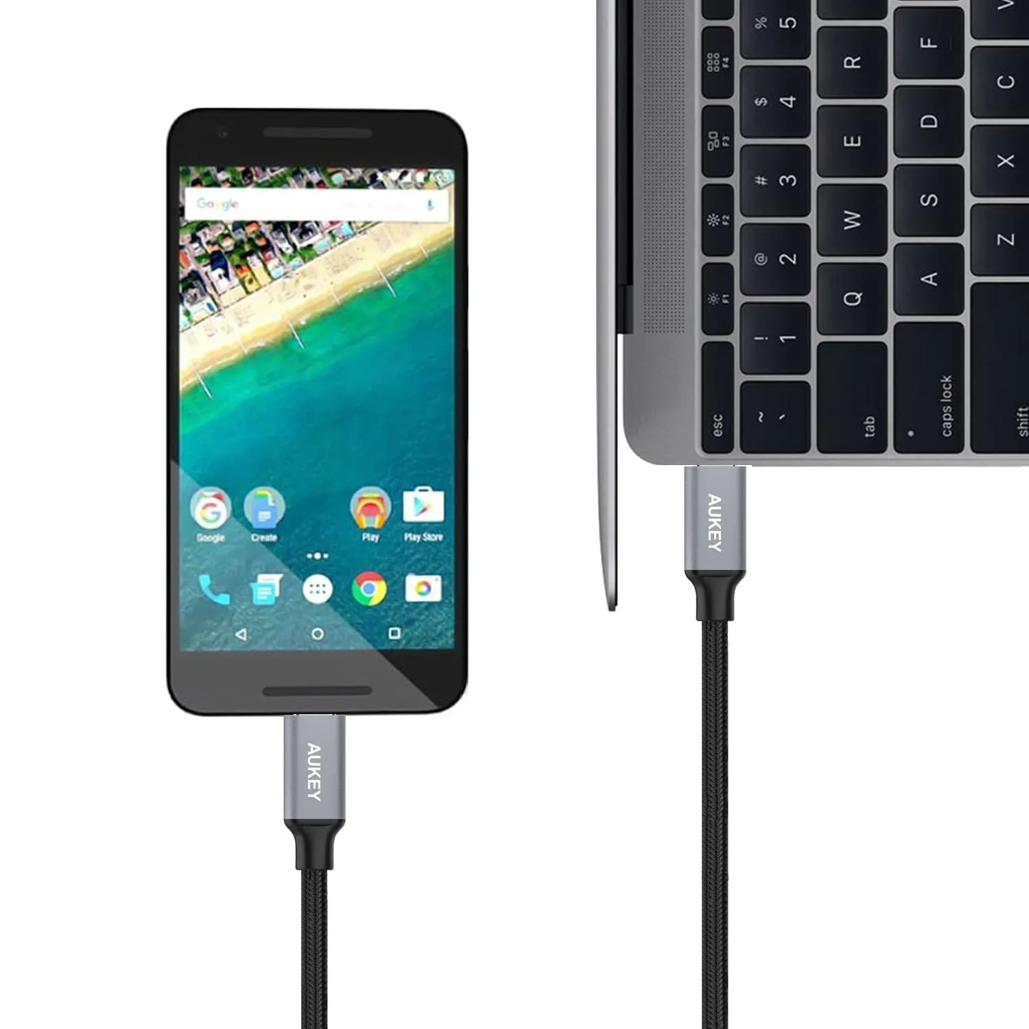 CB-CD6 2M USB C To USB C Quick Charge 3.0 Durable Braided Nylon Cable