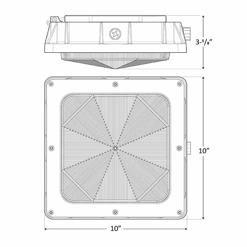 CDLX LED Power Adjustable Low Profile Canopy Light, 15/25/35/45Watt Selectable, 5100 Lumens, 120-277V, 3000k, 4000K, or 5000K