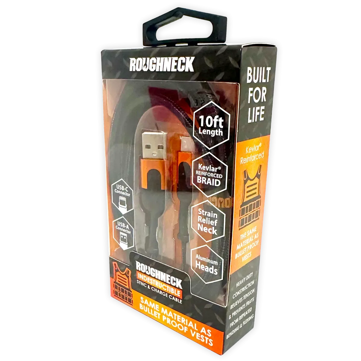 Charging Cable Roughneck USB to USB-C 10FT 2.4 Amp - 3 Pieces Per Pack 24569