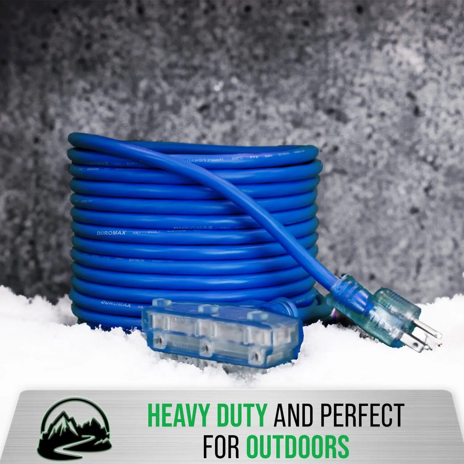 DuroMax XPX12025C Heavy Duty SJEOOW 25-Foot 12 Gauge Blue Triple Tap Extension Power Cord
