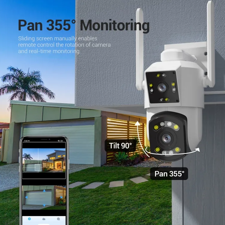 ESCAM PT210 3MP Dual Lens WiFi Surveillance Camera with Smart Features, Two-Way Audio, Motion Alerts, and Flexible Storage Options