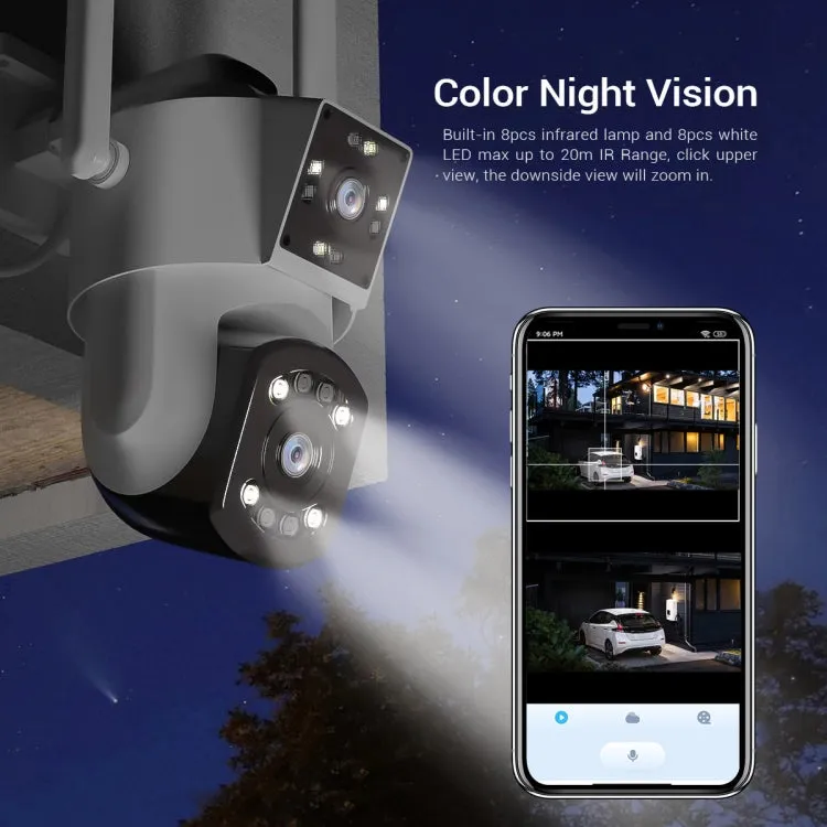 ESCAM PT210 3MP Dual Lens WiFi Surveillance Camera with Smart Features, Two-Way Audio, Motion Alerts, and Flexible Storage Options