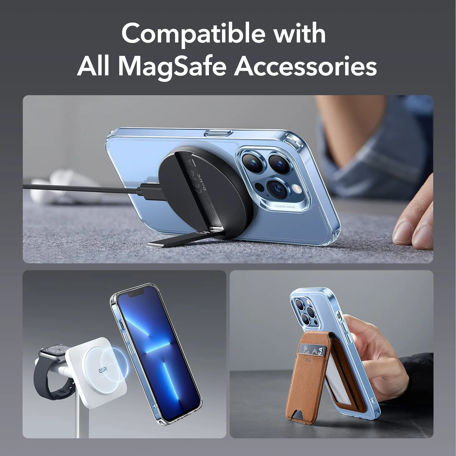 ESR for iPhone 13 Pro Max Case, MagSafe Phone Case Supports Magnetic Wireless Charging, Reinforced Drop Protection, Scratch-Resistant Back Hybrid Case, Classic Cover for iPhone 13 Pro Max, Clear