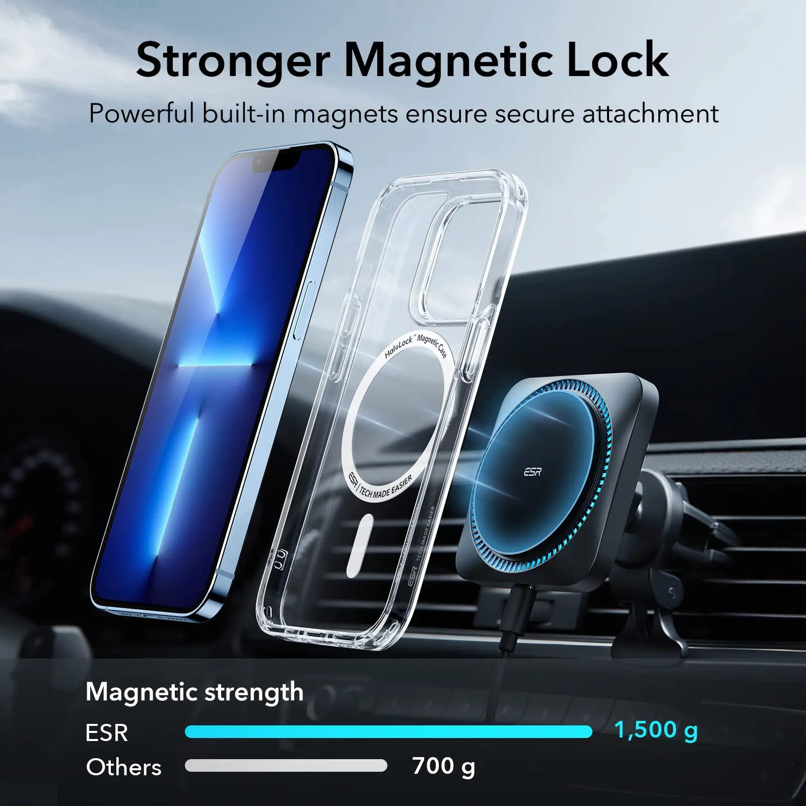 ESR for iPhone 13 Pro Max Case, MagSafe Phone Case Supports Magnetic Wireless Charging, Reinforced Drop Protection, Scratch-Resistant Back Hybrid Case, Classic Cover for iPhone 13 Pro Max, Clear