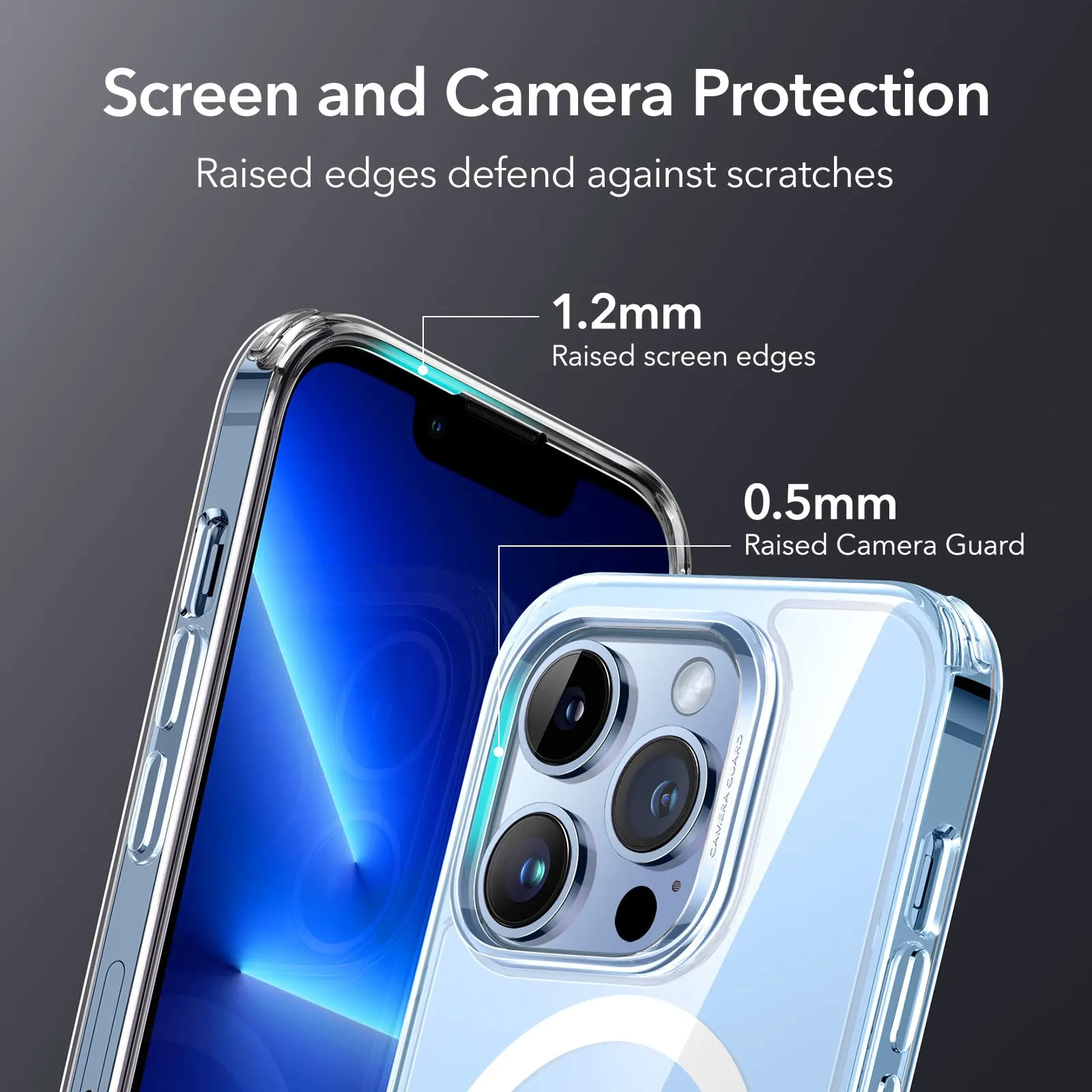 ESR for iPhone 13 Pro Max Case, MagSafe Phone Case Supports Magnetic Wireless Charging, Reinforced Drop Protection, Scratch-Resistant Back Hybrid Case, Classic Cover for iPhone 13 Pro Max, Clear