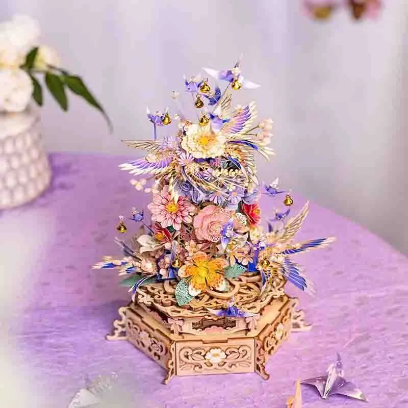 Floral Music Box 3D Puzzle Metal Assembly Model DIY Kit