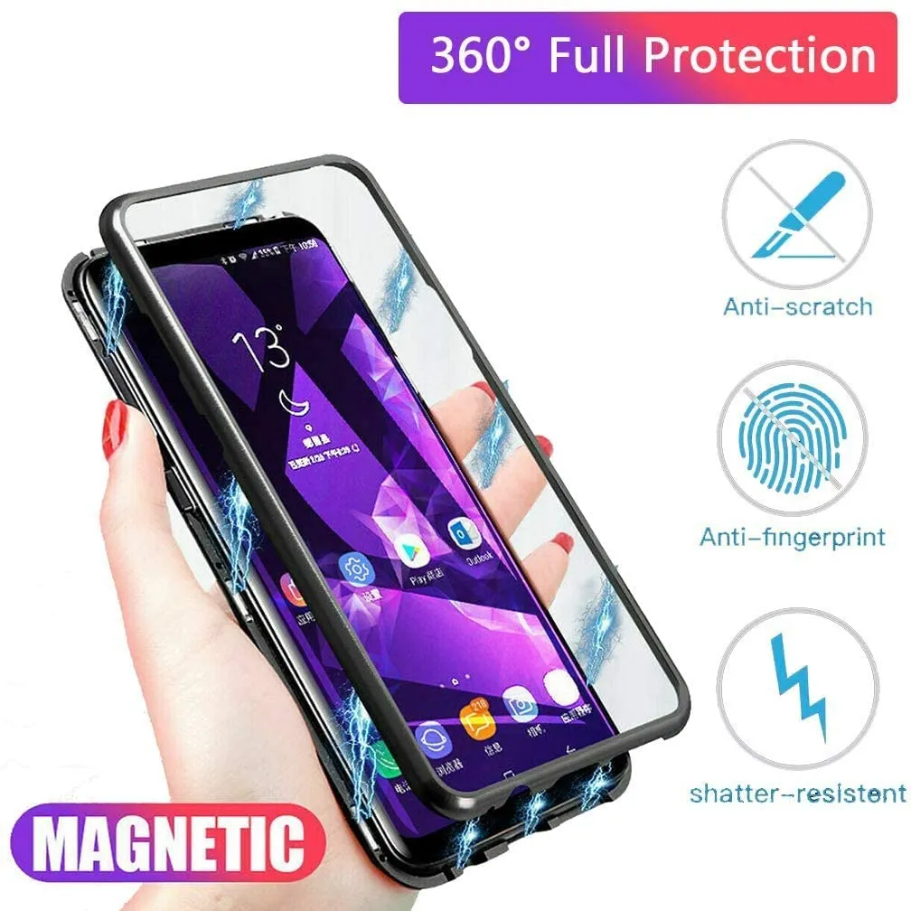 Galaxy S21 FE Case Magnetic Clear Double-Sided Tempered Glass Cover