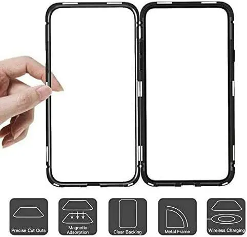 Galaxy S21 FE Case Magnetic Clear Double-Sided Tempered Glass Cover